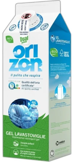 Detersivo lavastoviglie Dual Power DPOR040 ORIZON Gel Te Verde e Aloe
