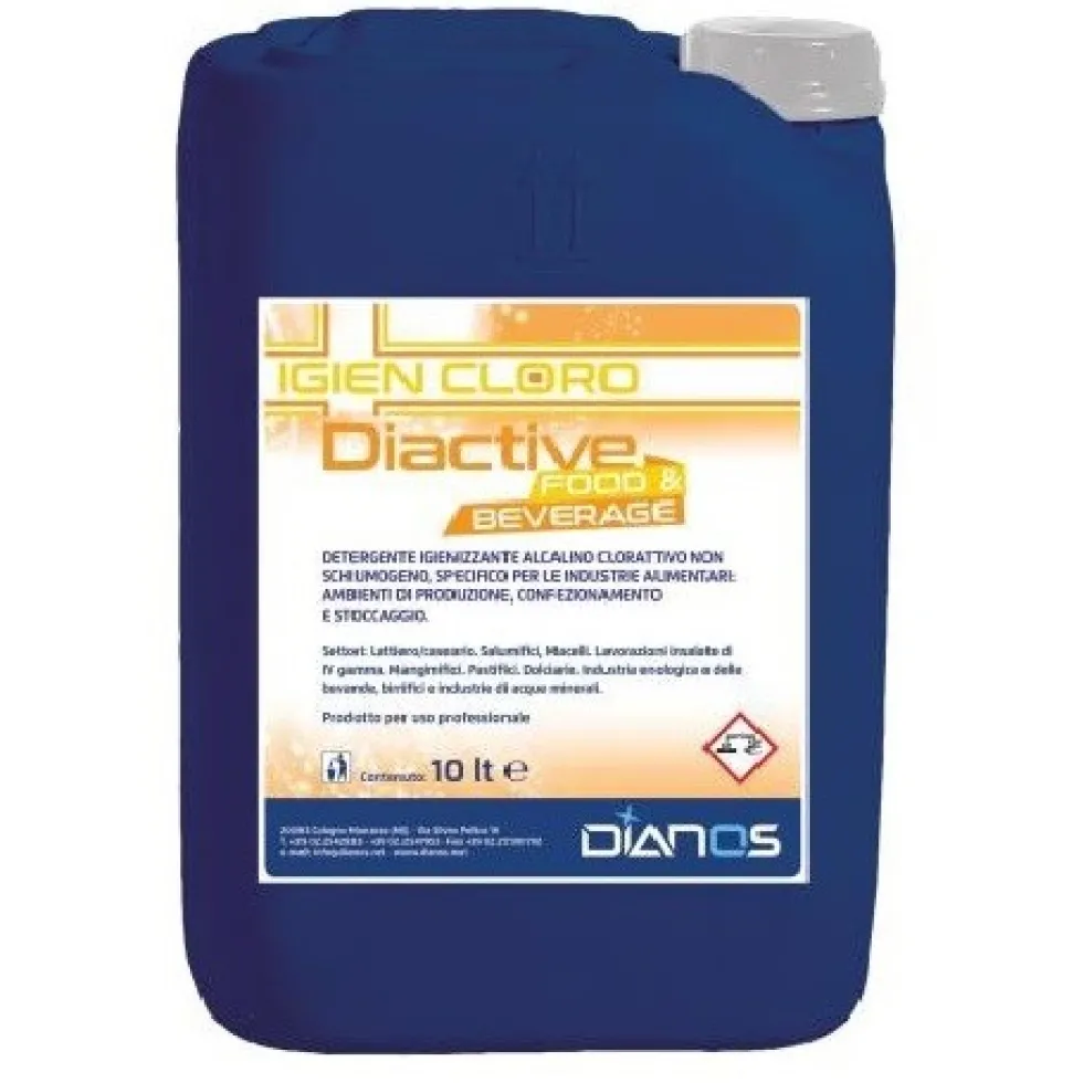 Diactive Food & Beverage detergente igienizzante e disinfettante a base di ipoclorito di sodio 5 LT