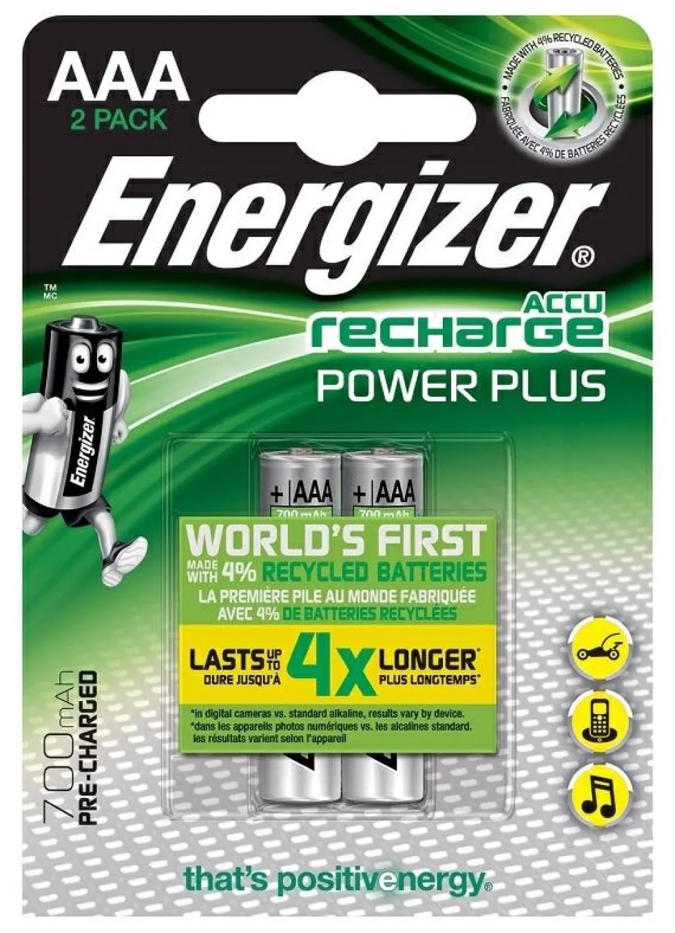 ENERGIZER PILE MINI STILO AAA RICARICABILI POWER PLUS 700MAH 2PZ