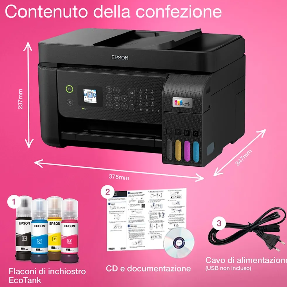 Epson Mfc Inkjet A4 Ecotank Et-4800 B/N 10 Ipm Colori 5 Ipm Fax Wifi