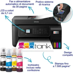 Epson Mfc Inkjet A4 Ecotank Et-4800 B/N 10 Ipm Colori 5 Ipm Fax Wifi