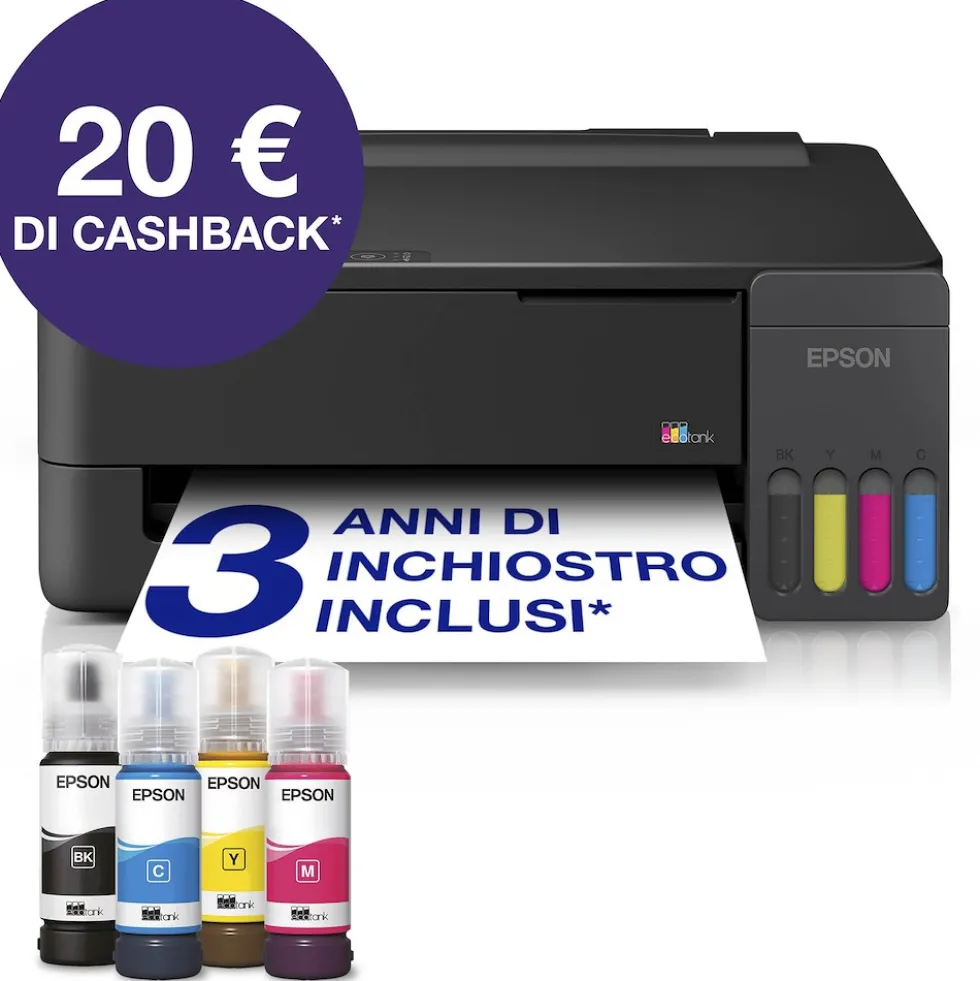 Epson Stampante Inkjet A4 Ecotank Et-1910 B/N 33 Ipm Colori 15 Ipm Wifi