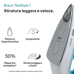 Ferro da stiro a vapore Braun TexStyle 1 SI1050BL