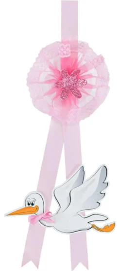 Fiocco nascita Baby Idea FC CI P Cicogna piccola Rosa