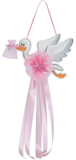 Fiocco nascita Baby Idea FI CI M Cicogna media Rosa