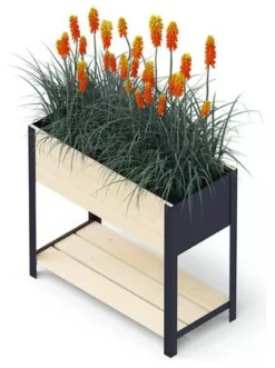 Fioriera Kronus 0437 UPYARD Modern Box High Natural e Nero