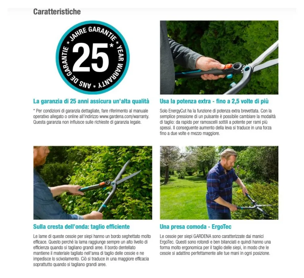 Forbice tagliasiepi Gardena 12303 20 ENERGYCUT 2 in 1