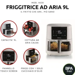 Friggitrice ad aria ARIETE 4630 9L 1500W con cestello capiente