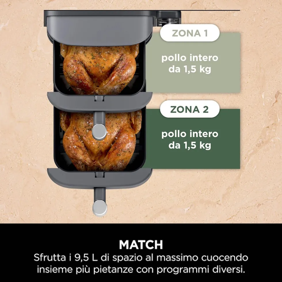 Friggitrice ad aria doppia Ninja Double Stack XL 9,5L 2470W