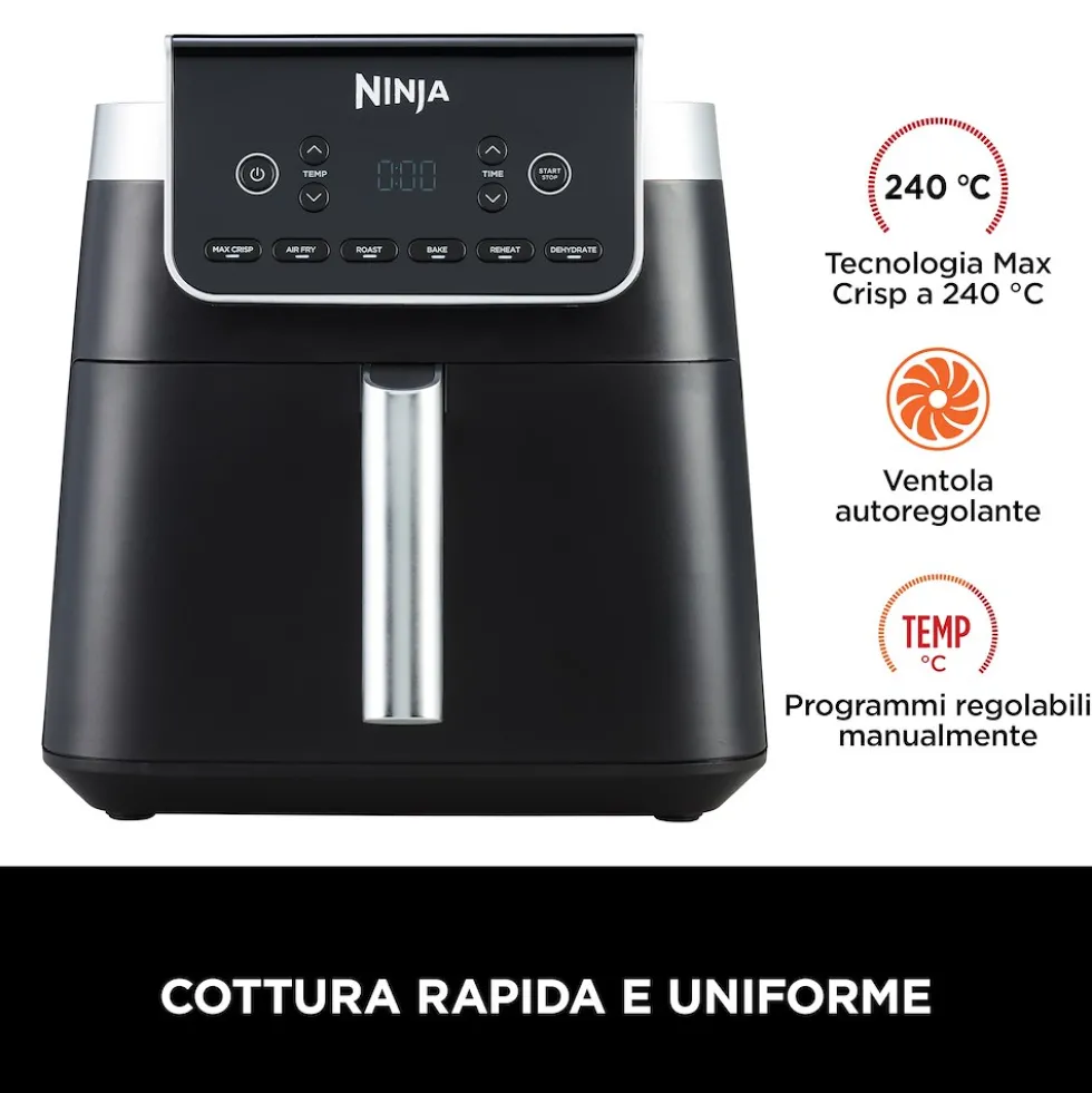Friggitrice ad aria Ninja AF180EU 6,2 L con 6 programmi