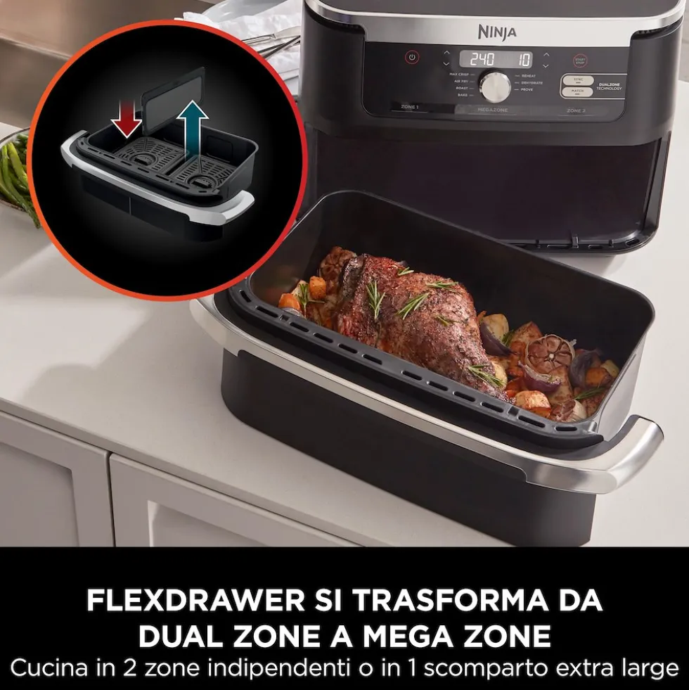 Friggitrice ad aria Ninja FlexDrawer 10,4L 2470W con 2 zone cottura