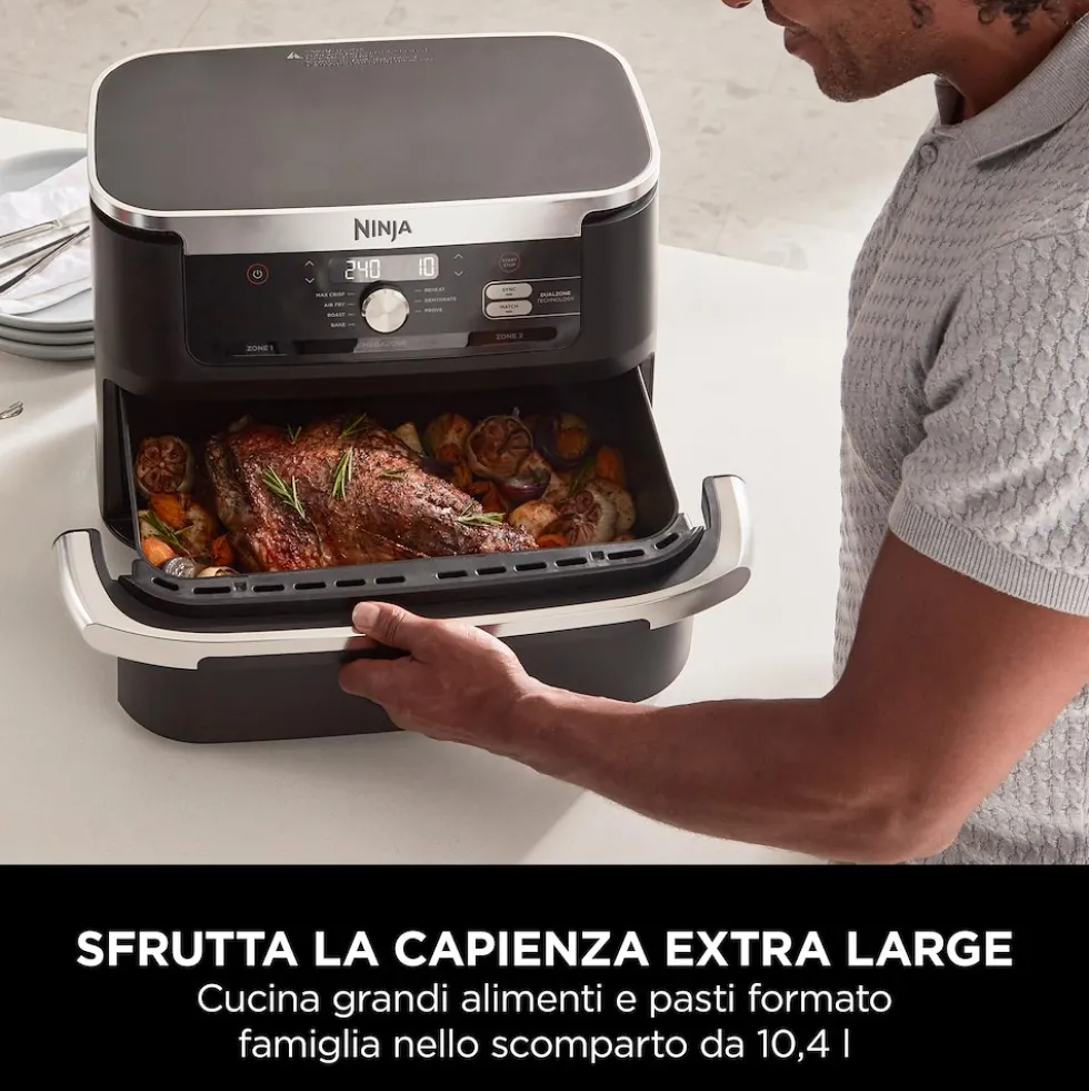 Friggitrice ad aria Ninja FlexDrawer 10,4L 2470W con 2 zone cottura
