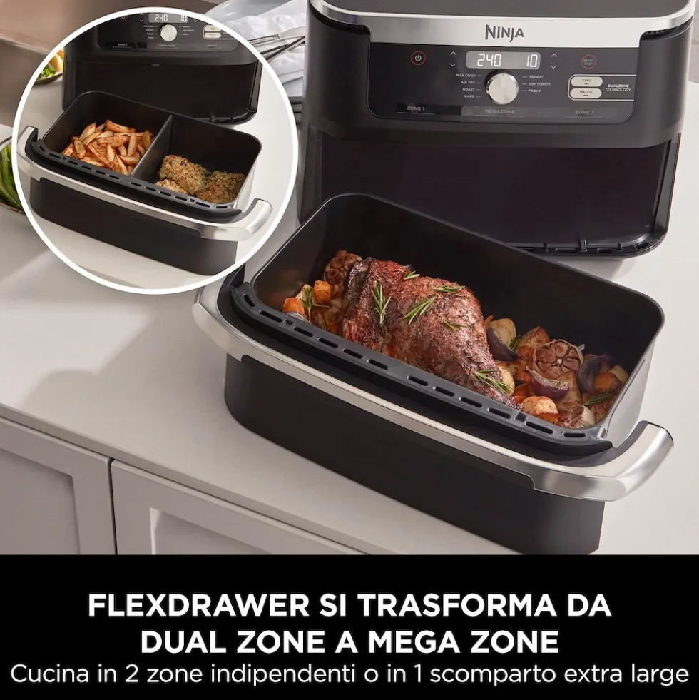 Friggitrice ad aria Ninja FlexDrawer 10,4L 2470W con 2 zone cottura