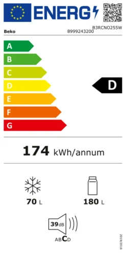 Frigorifero Beko 8999243200 B3RCNO255W White