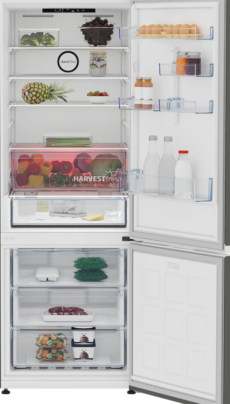 Frigorifero combinato Beko B3RCNE564HG con tecnologia HarvestFresh