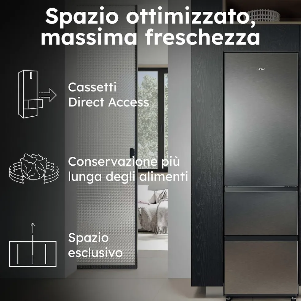 Frigorifero combinato Haier HTR3518ENMX No Frost Acciaio Inox