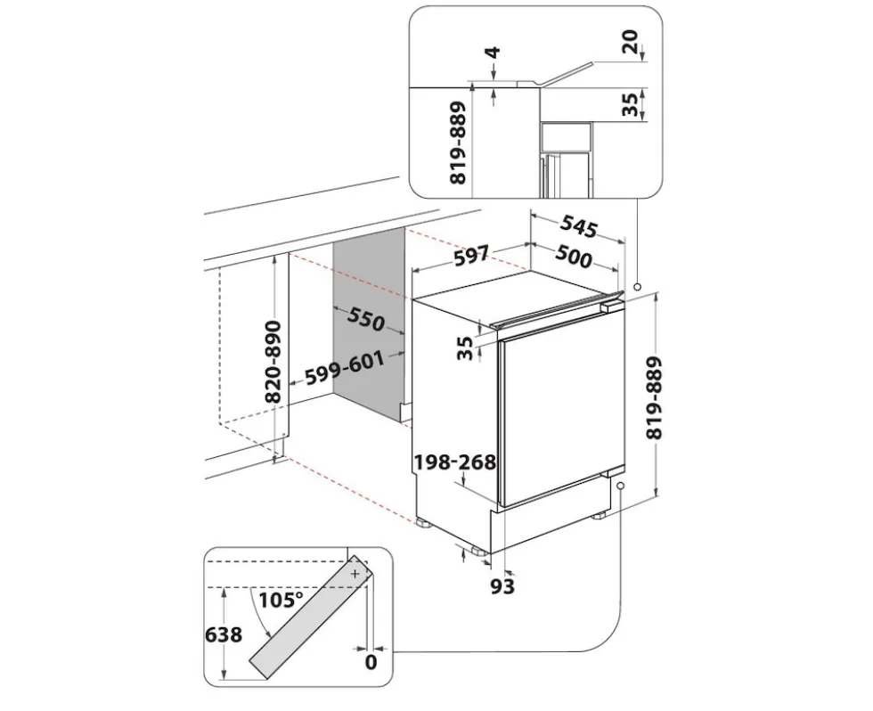 Frigorifero da incasso Indesit INBUL021, 144L, classe E