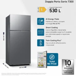 Frigorifero doppia porta Samsung RT53DG7A14S9 SpaceMax, Total No Frost