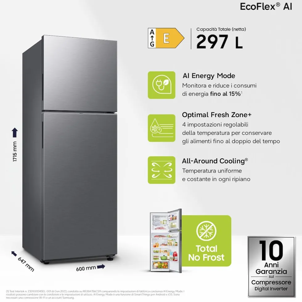Frigorifero Samsung RT31CG5624S9 EcoFlex AI classe E