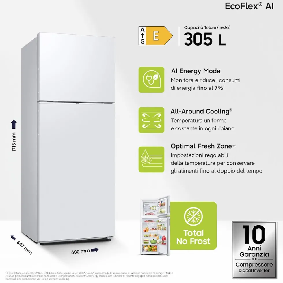 Frigorifero Samsung RT31CG5624WW con tecnologia No Frost e classe E