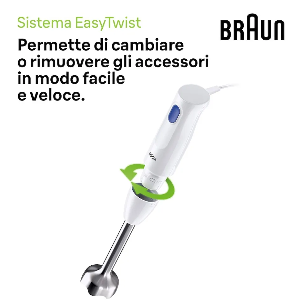 Frullatore ad immersione Braun MultiQuick 1 MQ10.201MWH con tritatutto