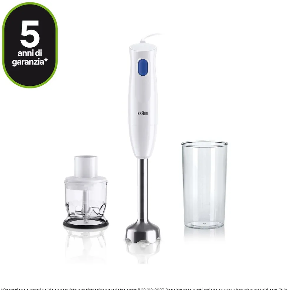 Frullatore ad immersione Braun MultiQuick 1 MQ10.201MWH con tritatutto