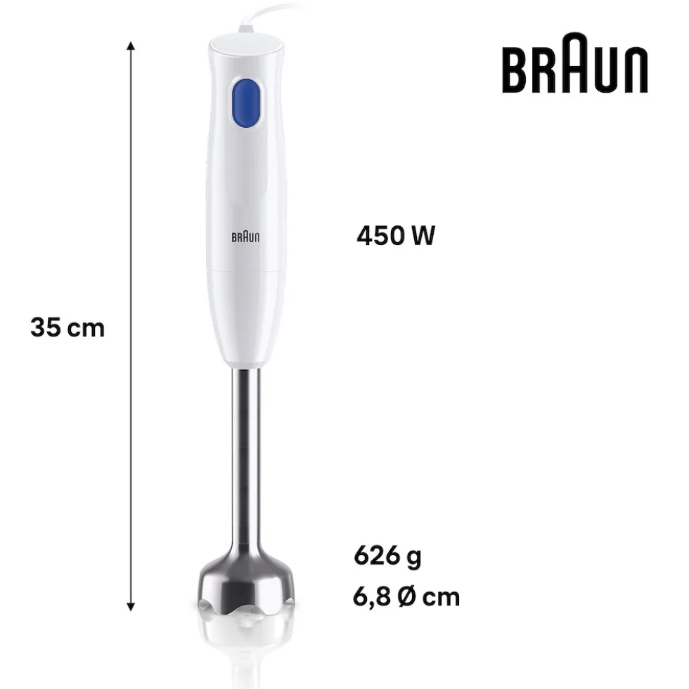 Frullatore ad immersione Braun MultiQuick 1 MQ10.201MWH con tritatutto