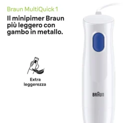 Frullatore ad immersione Braun MultiQuick 1 MQ10.201MWH con tritatutto