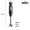 Frullatore a immersione Braun MQ55254MBK, 1000W, 25 velocità