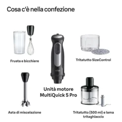 Frullatore a immersione Braun MQ55254MBK, 1000W, 25 velocità