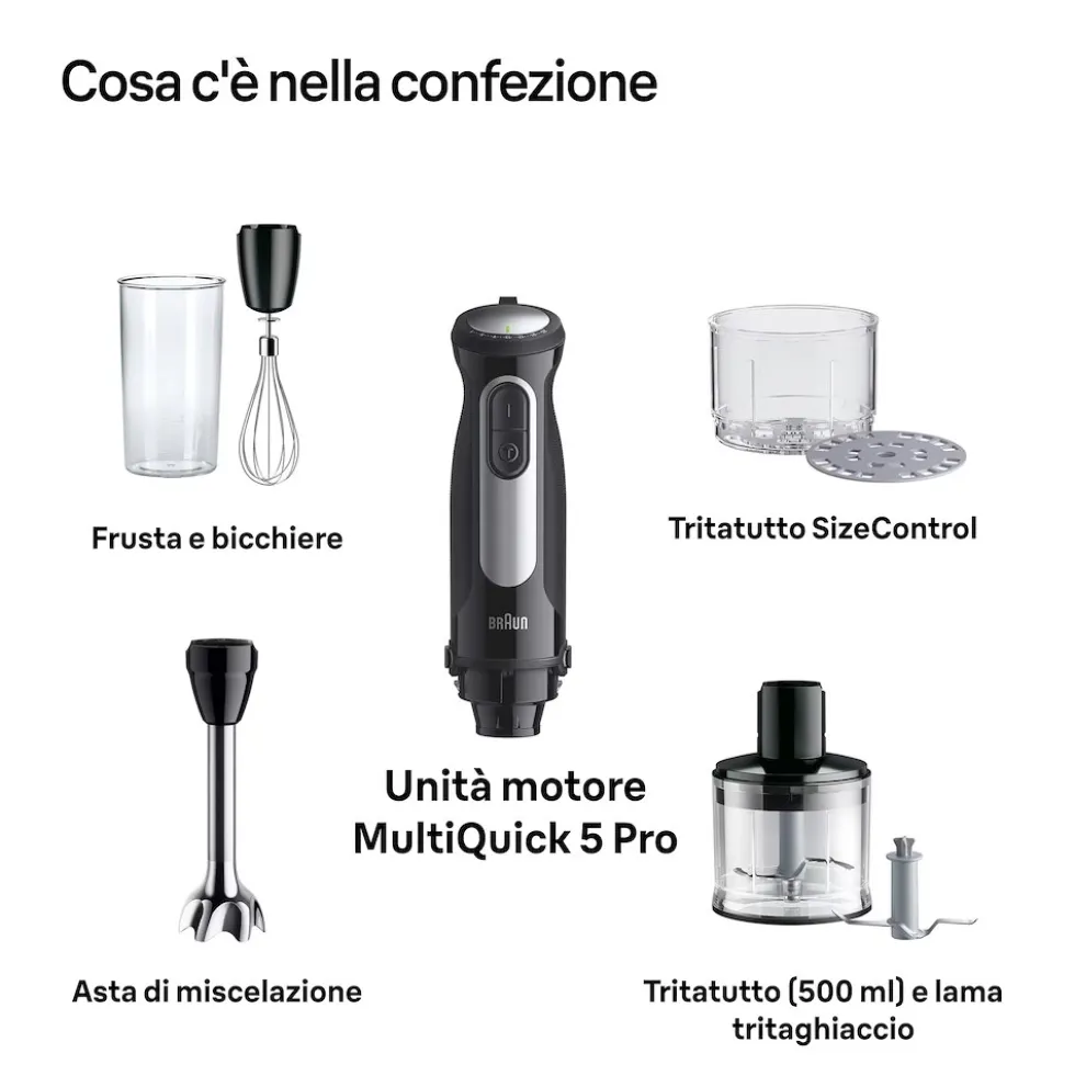 Frullatore a immersione Braun MQ55254MBK, 1000W, 25 velocità