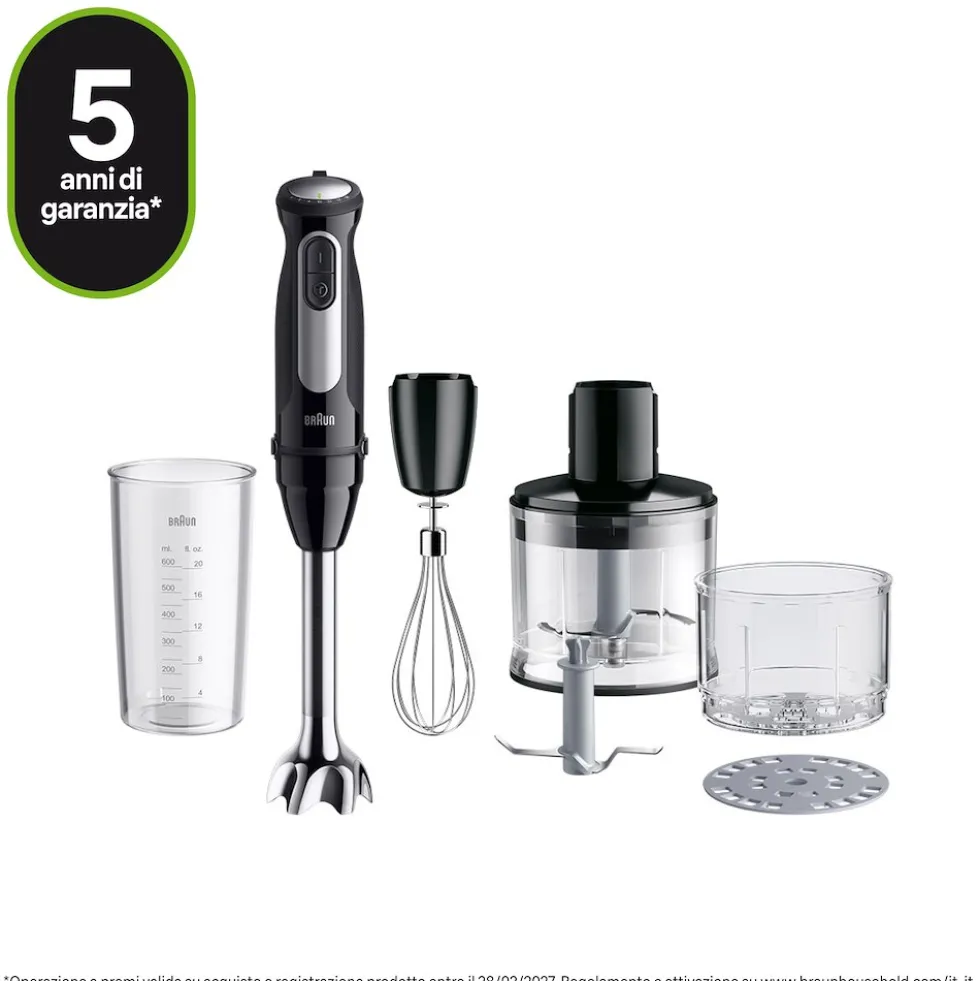 Frullatore a immersione Braun MQ55254MBK, 1000W, 25 velocità