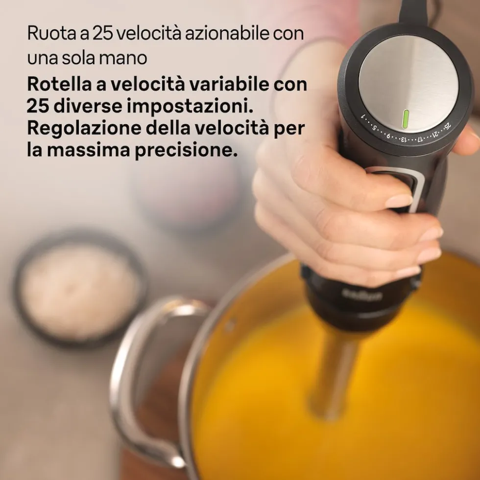 Frullatore a immersione Braun MQ55254MBK, 1000W, 25 velocità