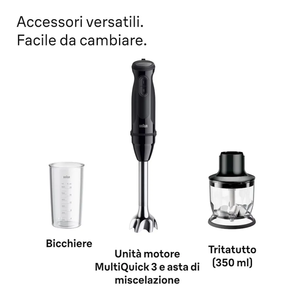 Frullatore a immersione Braun MultiQuick 3 MQ30201MBK 900W
