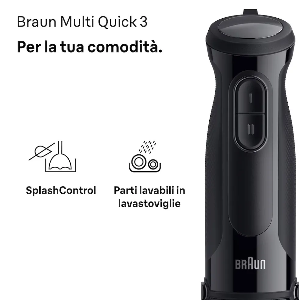 Frullatore a immersione Braun MultiQuick 3 MQ30201MBK 900W