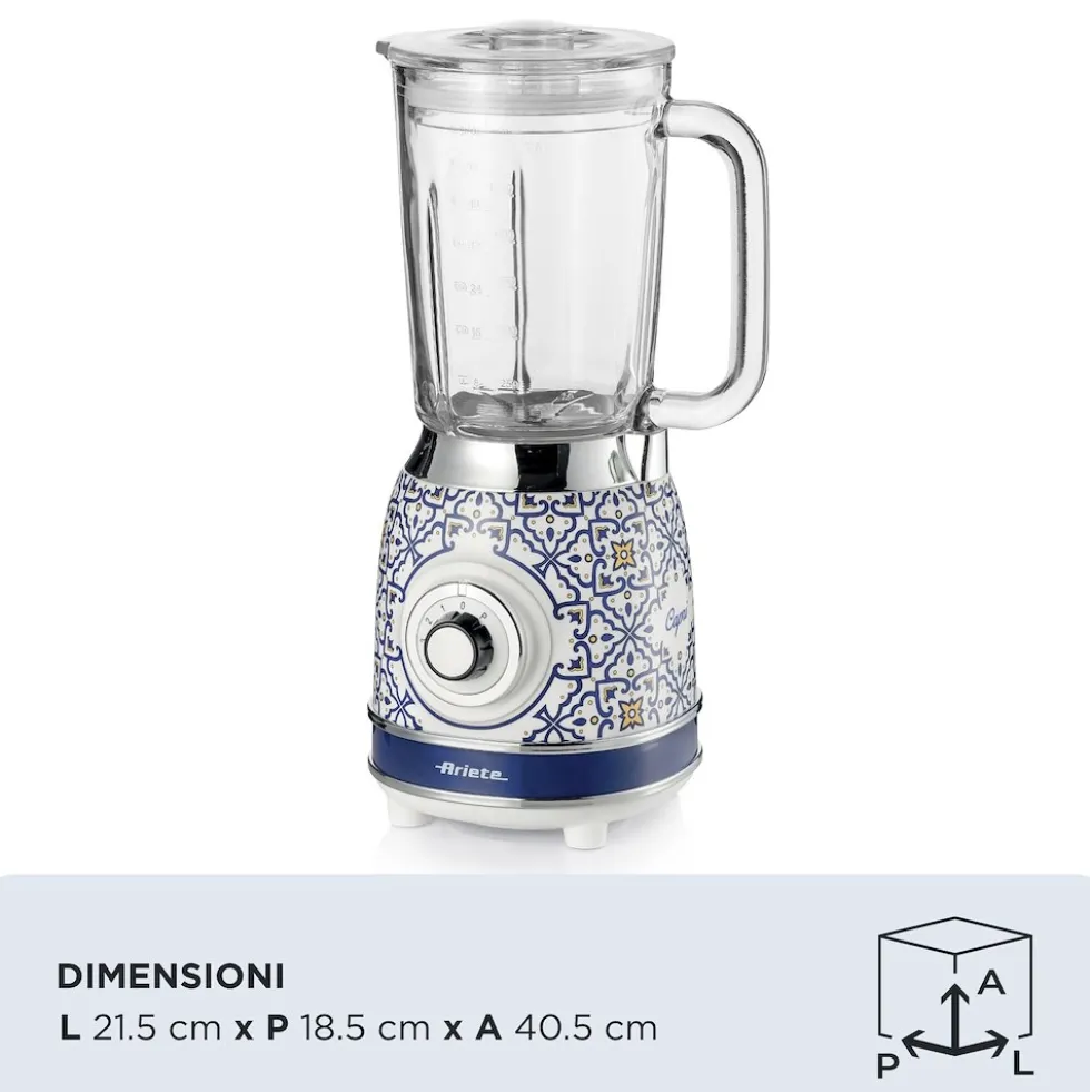 Frullatore Ariete 583 Capri 1000W con tazza in vetro e funzione tritaghiaccio