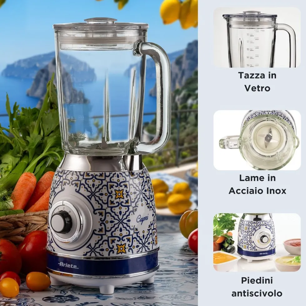 Frullatore Ariete 583 Capri 1000W con tazza in vetro e funzione tritaghiaccio