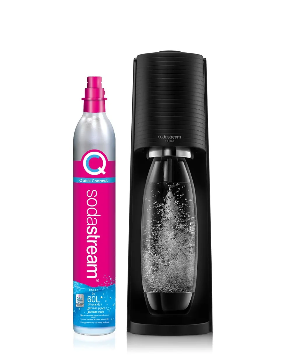 Gasatore Sodastream Terra nero con bottiglia