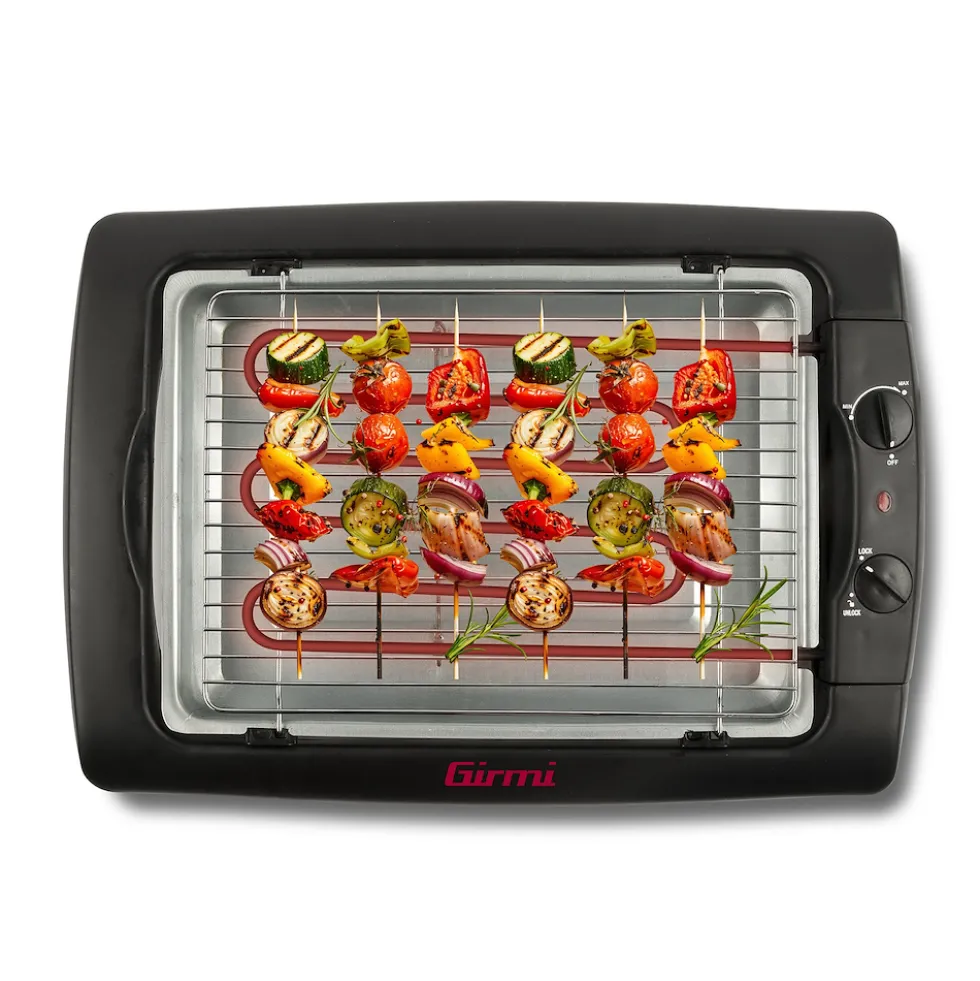 Girmi Barbecue Con Griglia Inox 2000W 34X24,50 Regolazione Temperatura