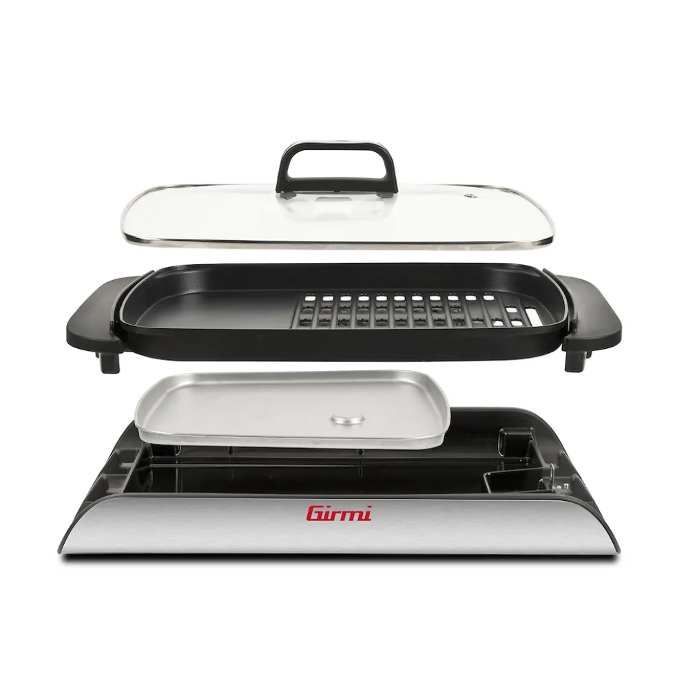 Girmi Barbecue 2000W 40X30 Con Griglia Reg.temp. Coperchio In Vetro