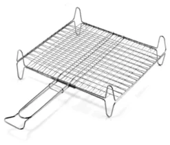 Griglia barbecue Ompagrill A14045 rete doppia con piedi Cromo lucido