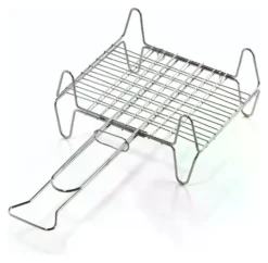 Griglia barbecue Ompagrill A12227 rete doppia con piedi Cromo lucido