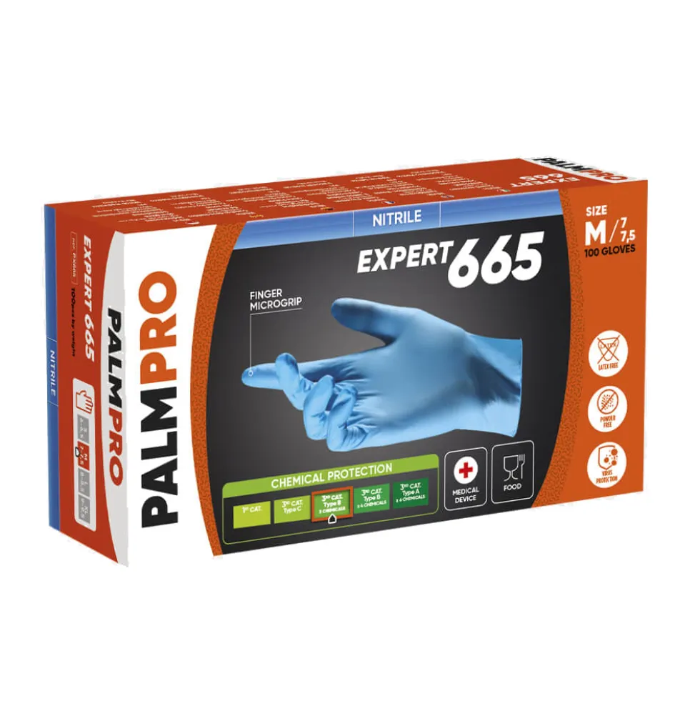 Guanti monouso in nitrile PalmPro expert 665 confezione 100 pezzi taglia M