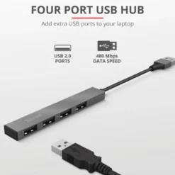 Hub USB 2.0 Trust 23786 con 4 porte in alluminio