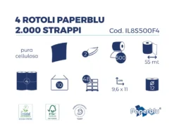 Imballo 10 confezioni di carta igienica 4 rotoli 2000 strappi Paperdi