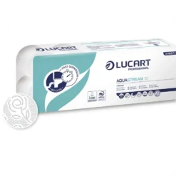 Imballo da 12 confezioni di carta igienica Aquastream idrosolubile da 10 rotoli