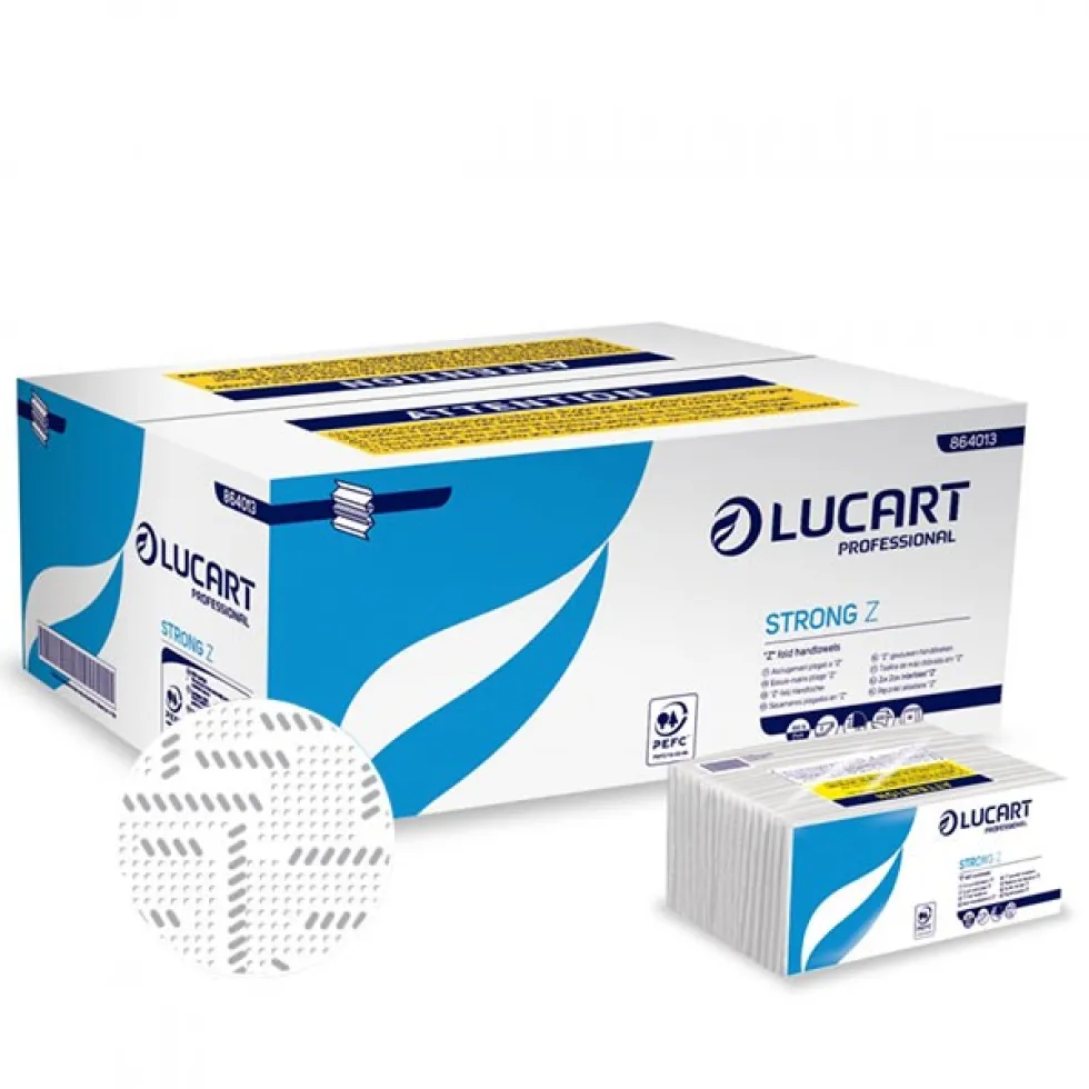 Imballo 8 scatole di 18 pacchetti ciascuna di Asciugamani carta piegati a Z Strong Lucart