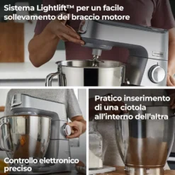 Kenwood Impastatrice 1200W 7Lt 10Vel.3 Access. Inox