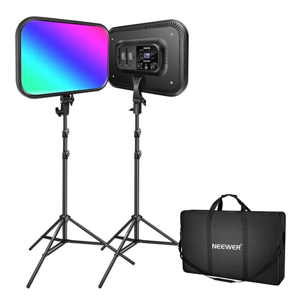 Kit 2 Lampade LED Neewer RGB168 RGB, 60W Ciascuna, 2500-8500K