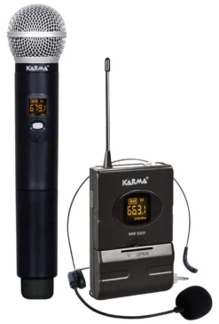 Kit microfoni Karma Set 8302PL palmare e con archetto Black e Grey
